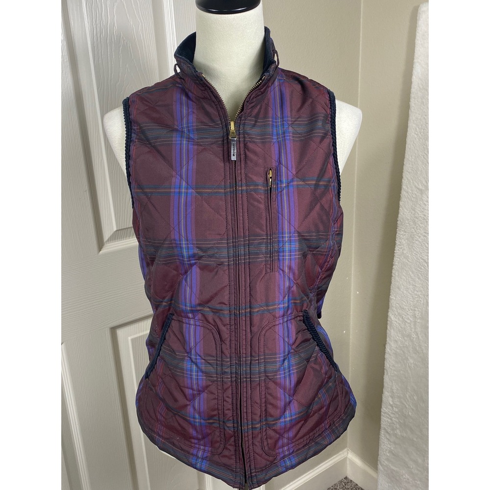 Lauren Ralph Lauren Burgundy & Blue Plaid Quilted Vest